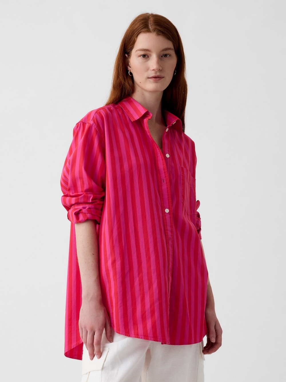 GAP Hot Pink Striped Button-Down Shirt